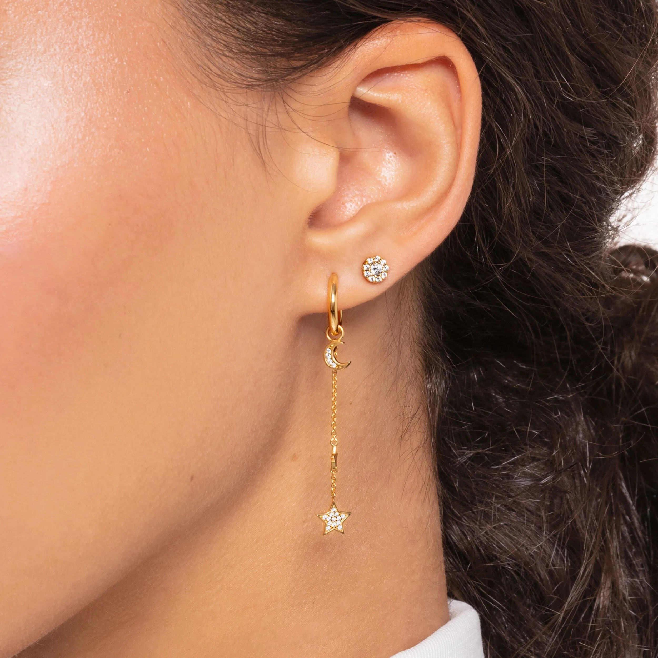 CHARMING COLLECTION SINGLE STAR CZ EARRING PENDANT