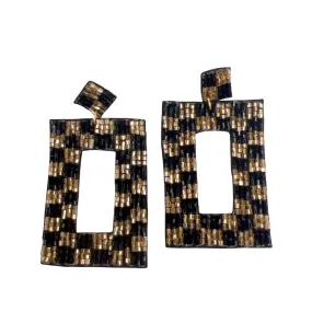 Checkered Black/Gold Earrings S13