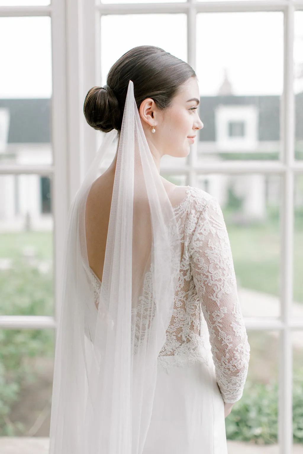 CHLOE | French Silk Tulle Draped Veil