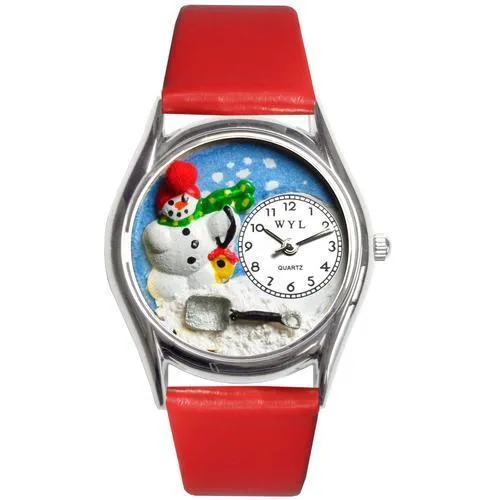 Christmas Snowman Watch Small Silver Style