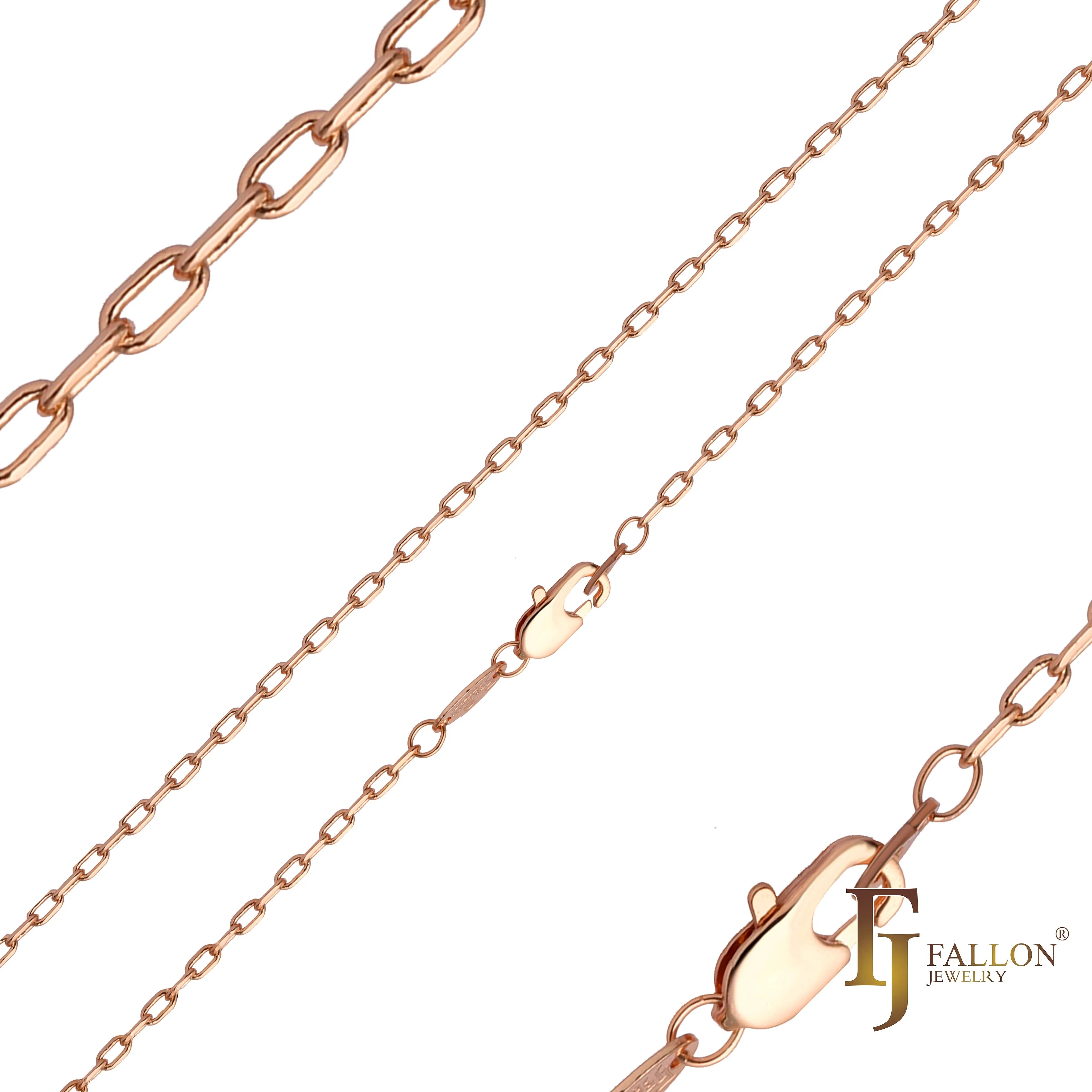 Classic paperclip link chains plated in 14K Gold, Rose Gold