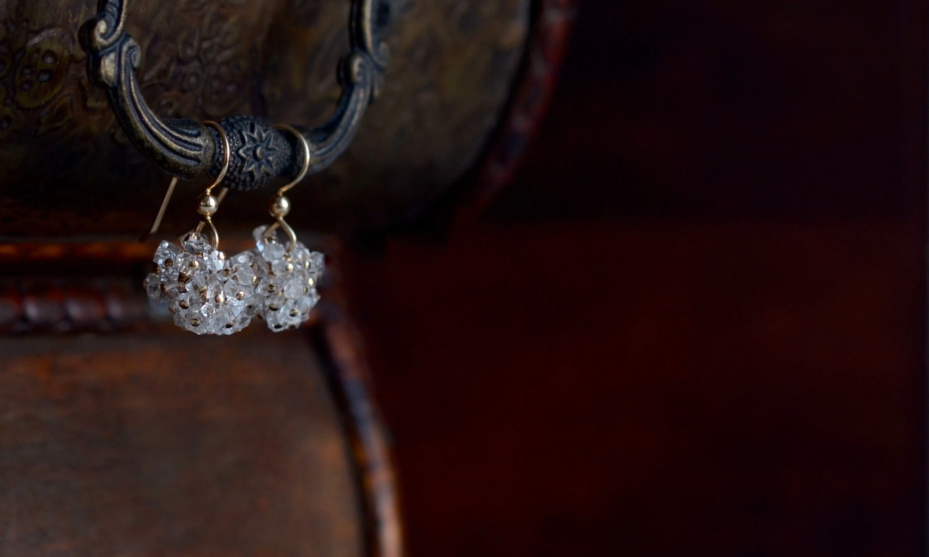 Claudia - Herkimer Diamond Quartz, 14k Gold Filled Earrings