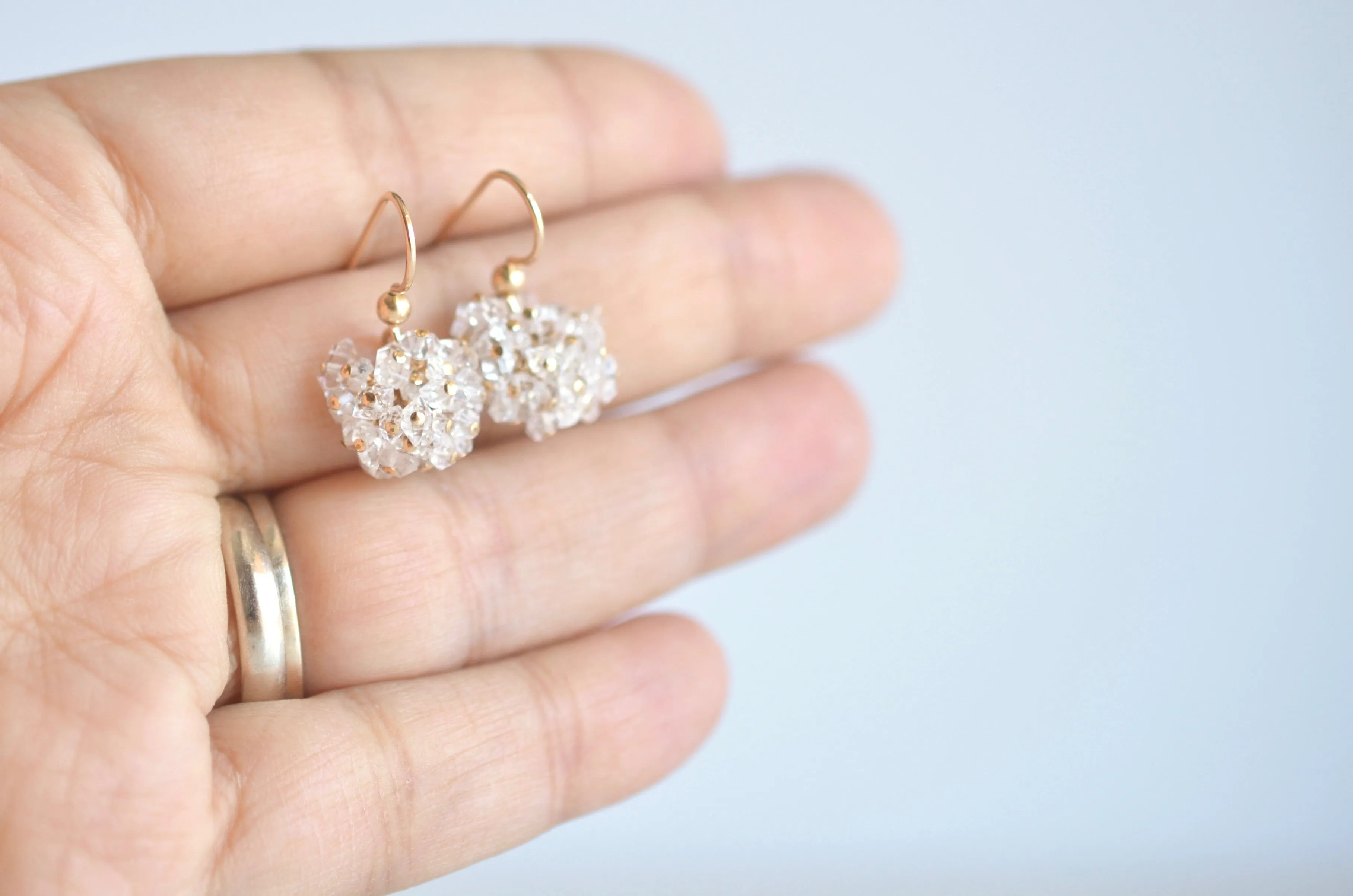 Claudia - Herkimer Diamond Quartz, 14k Gold Filled Earrings