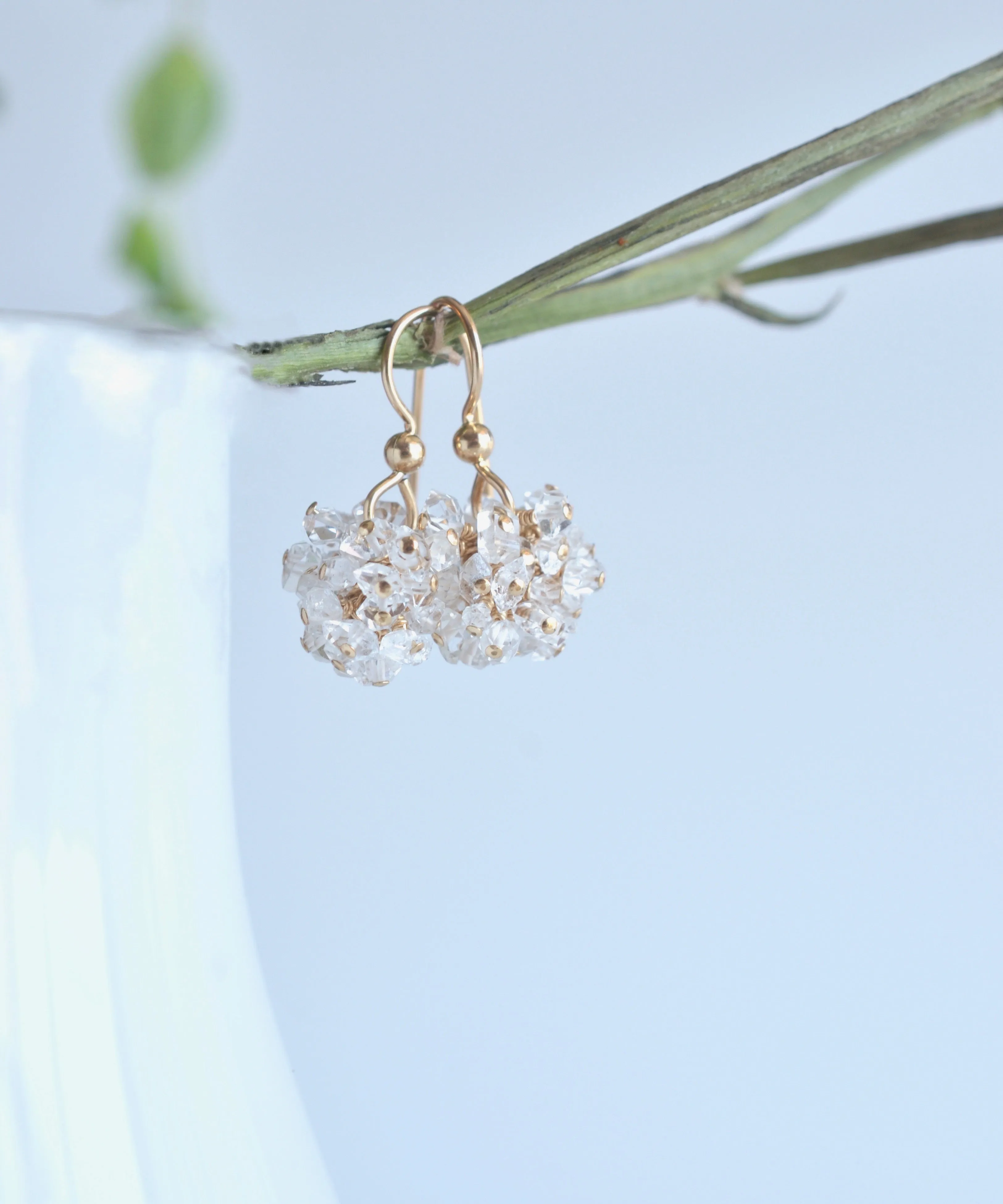 Claudia - Herkimer Diamond Quartz, 14k Gold Filled Earrings