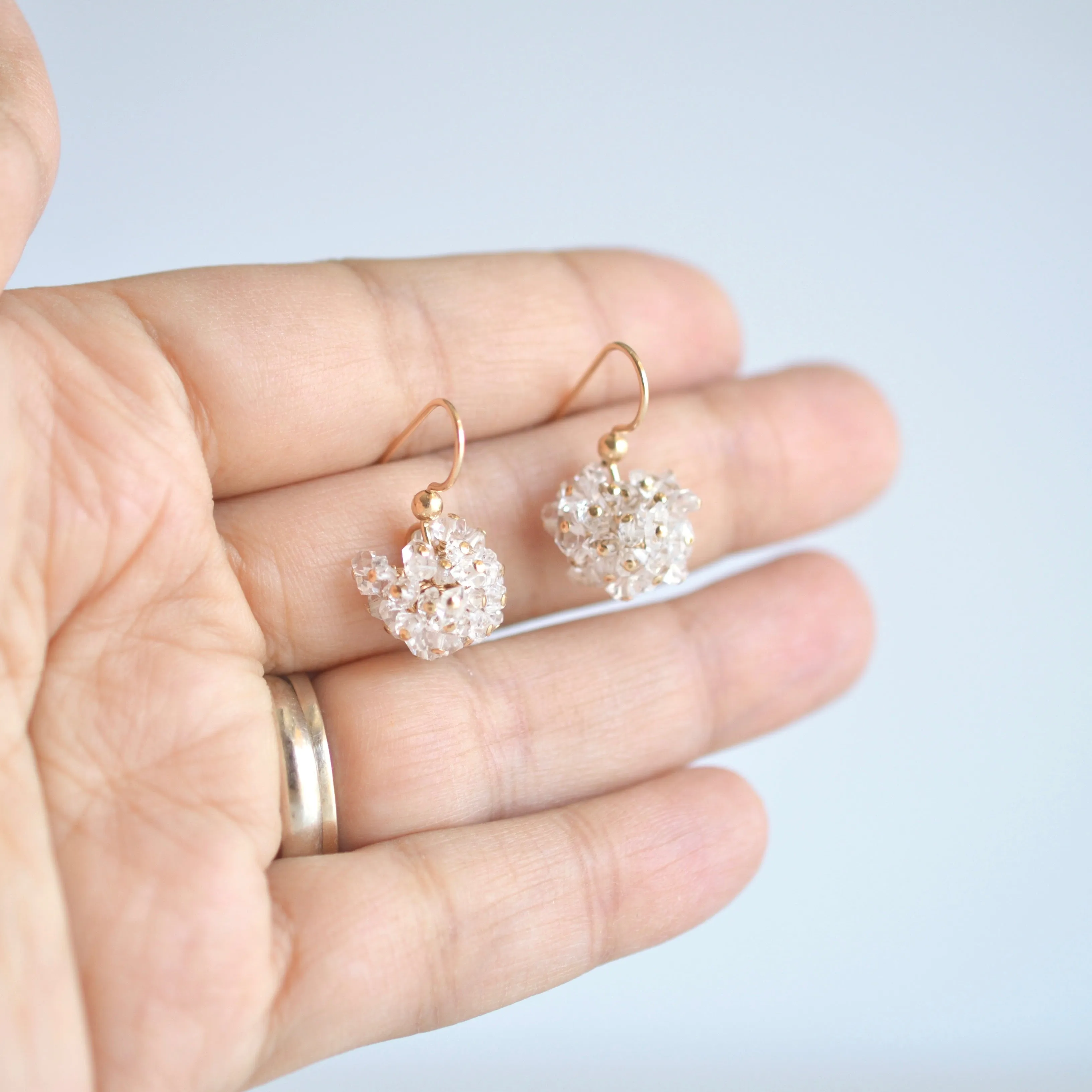 Claudia - Herkimer Diamond Quartz, 14k Gold Filled Earrings