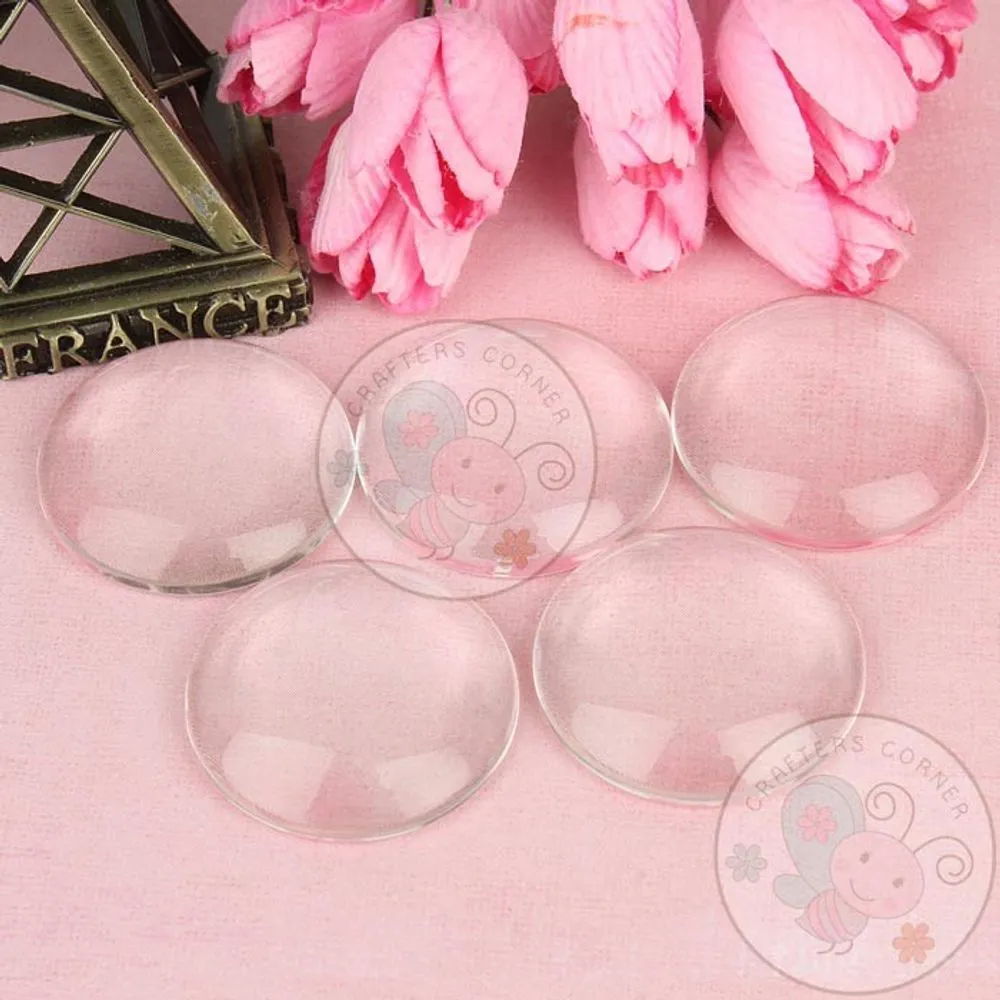 Clear Glass Round Cabochons No 7