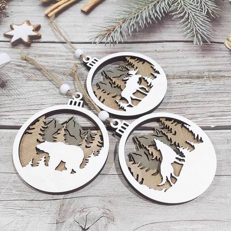 Craft Wooden Ornaments Christmas Tree Pendants