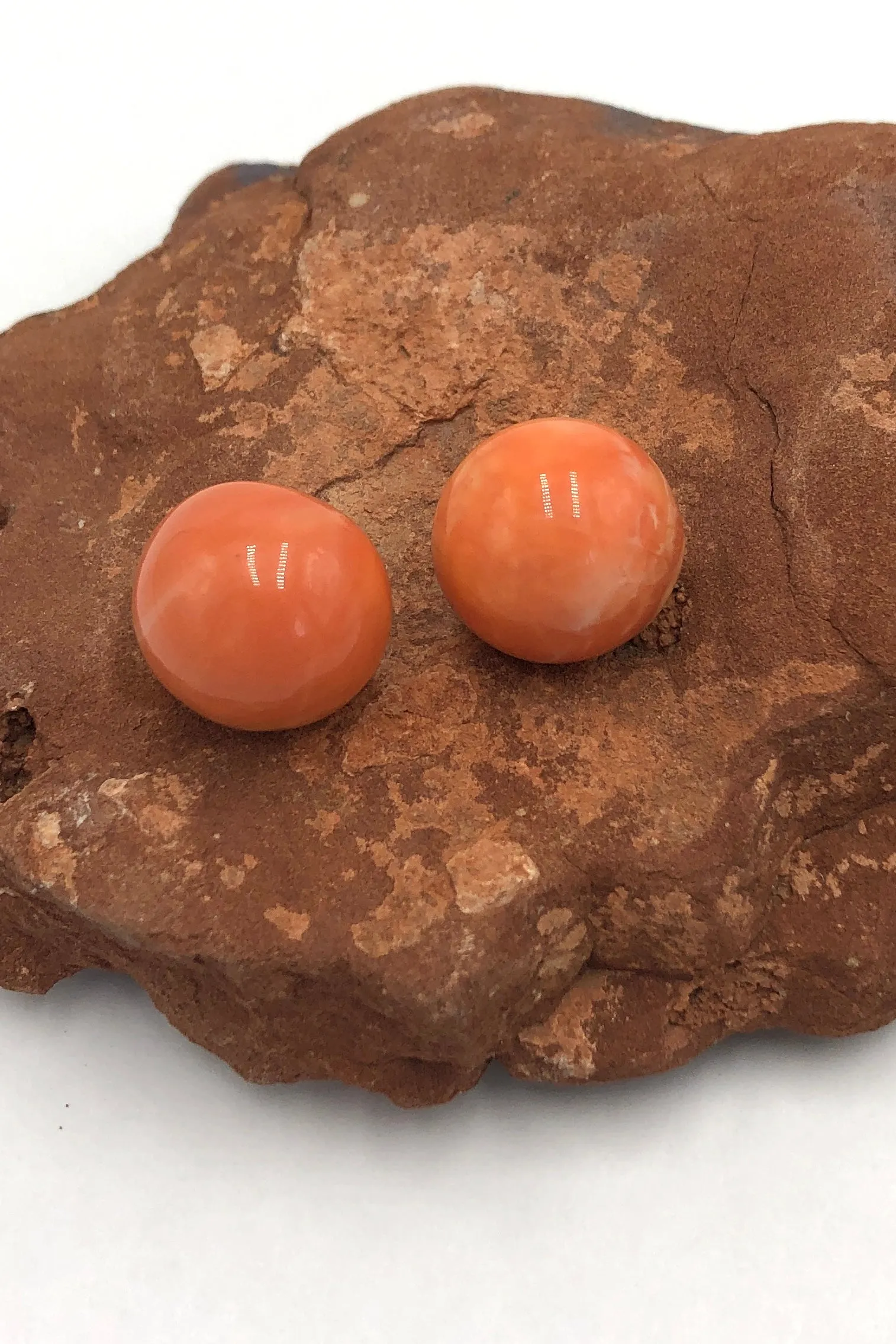 Creamsicle Retro Button Stud Earrings