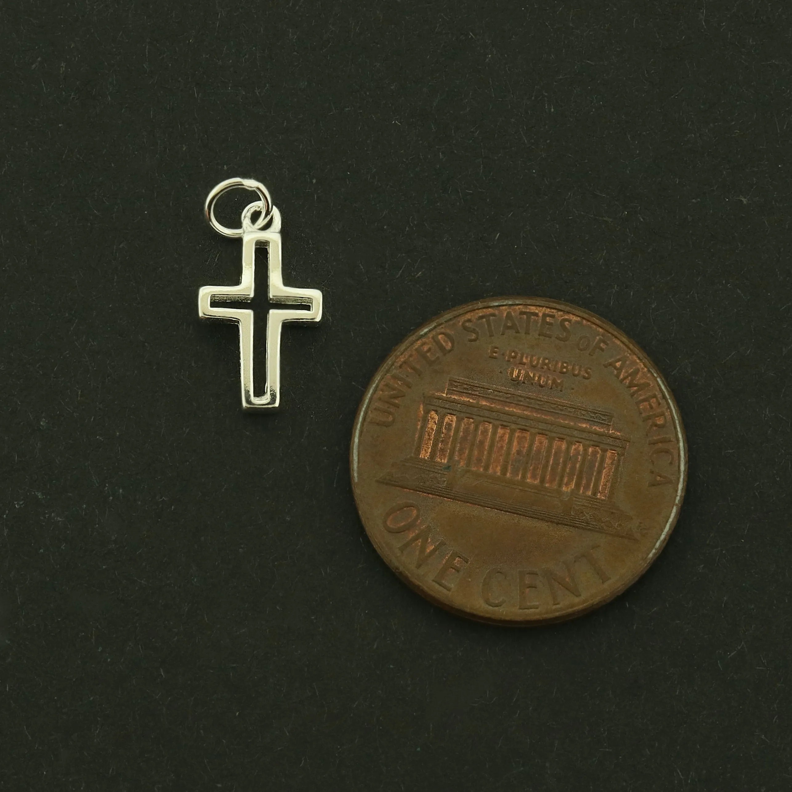 Cross Outline Sterling Silver Charms - Religious Pendant - ST144