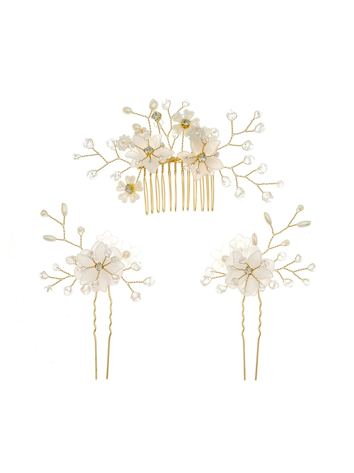 Crystal/Pearl Hair Combs Hair Accessories 3 Pcs