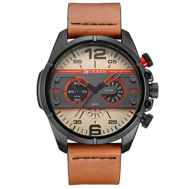 CURREN Watches Men Luxury Brand Army Military Watch Leather Sports Watches Quartz Men Waterproof Wristwatches Male Clock