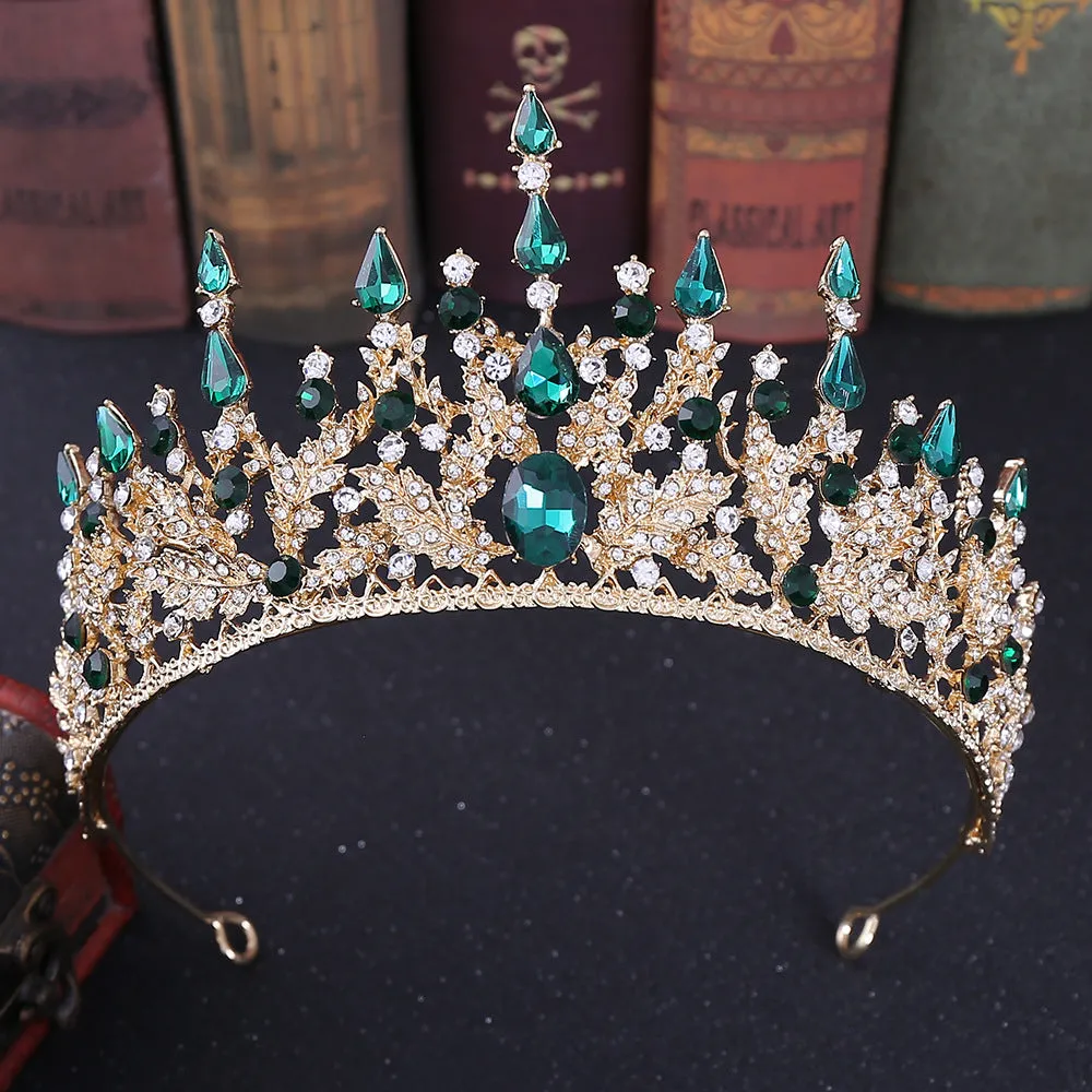 Diamond Tiara Vintage Baroque Gold Headbands Crystal Purple Tiaras Crowns Bride Noiva Headpieces Bridal Wedding Party Hair Jewelry for Women