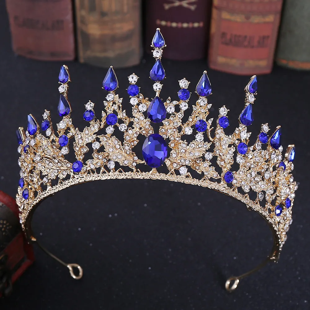 Diamond Tiara Vintage Baroque Gold Headbands Crystal Purple Tiaras Crowns Bride Noiva Headpieces Bridal Wedding Party Hair Jewelry for Women