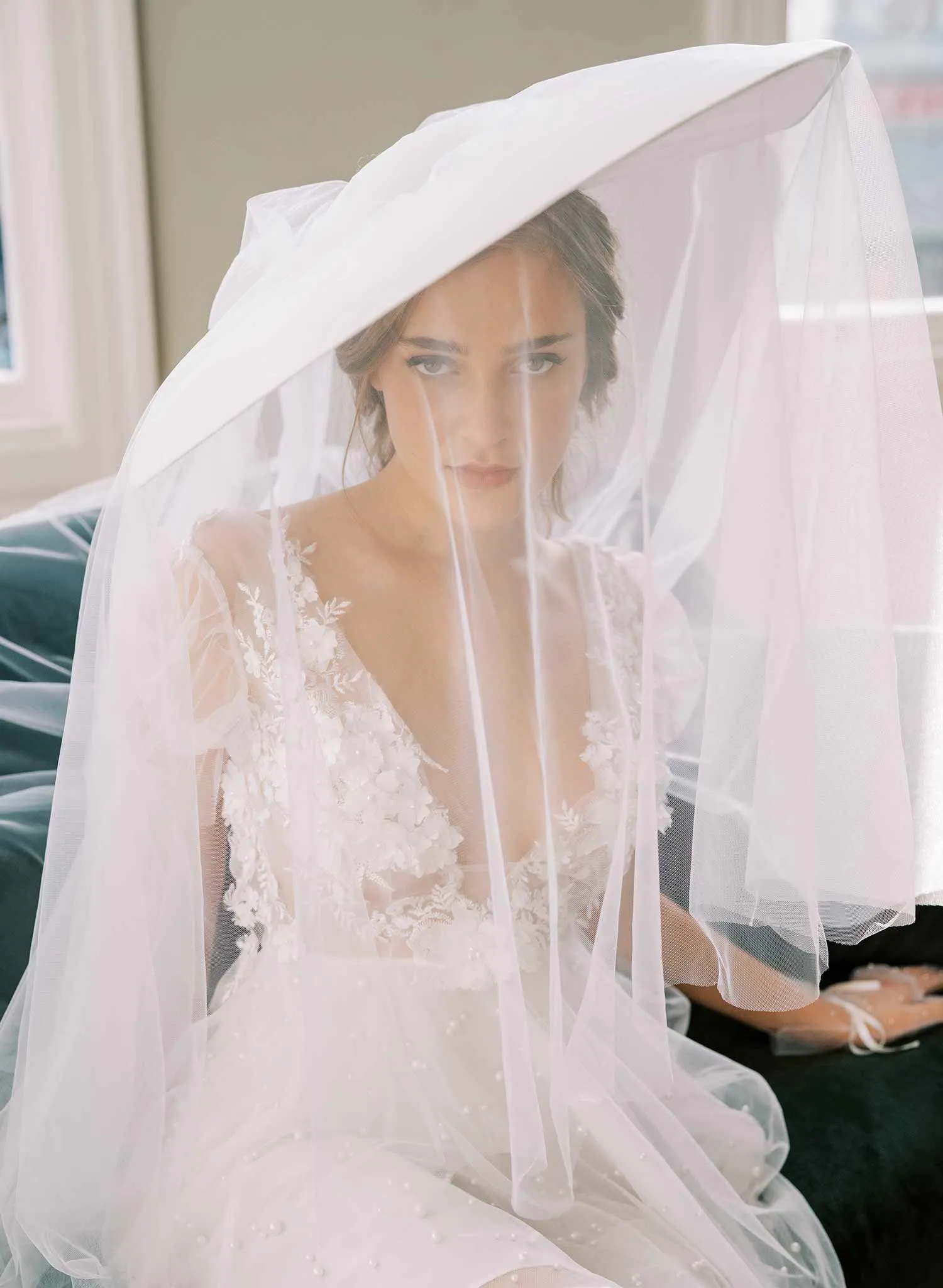 Dream cloud bridal hat with veil - Style #2456