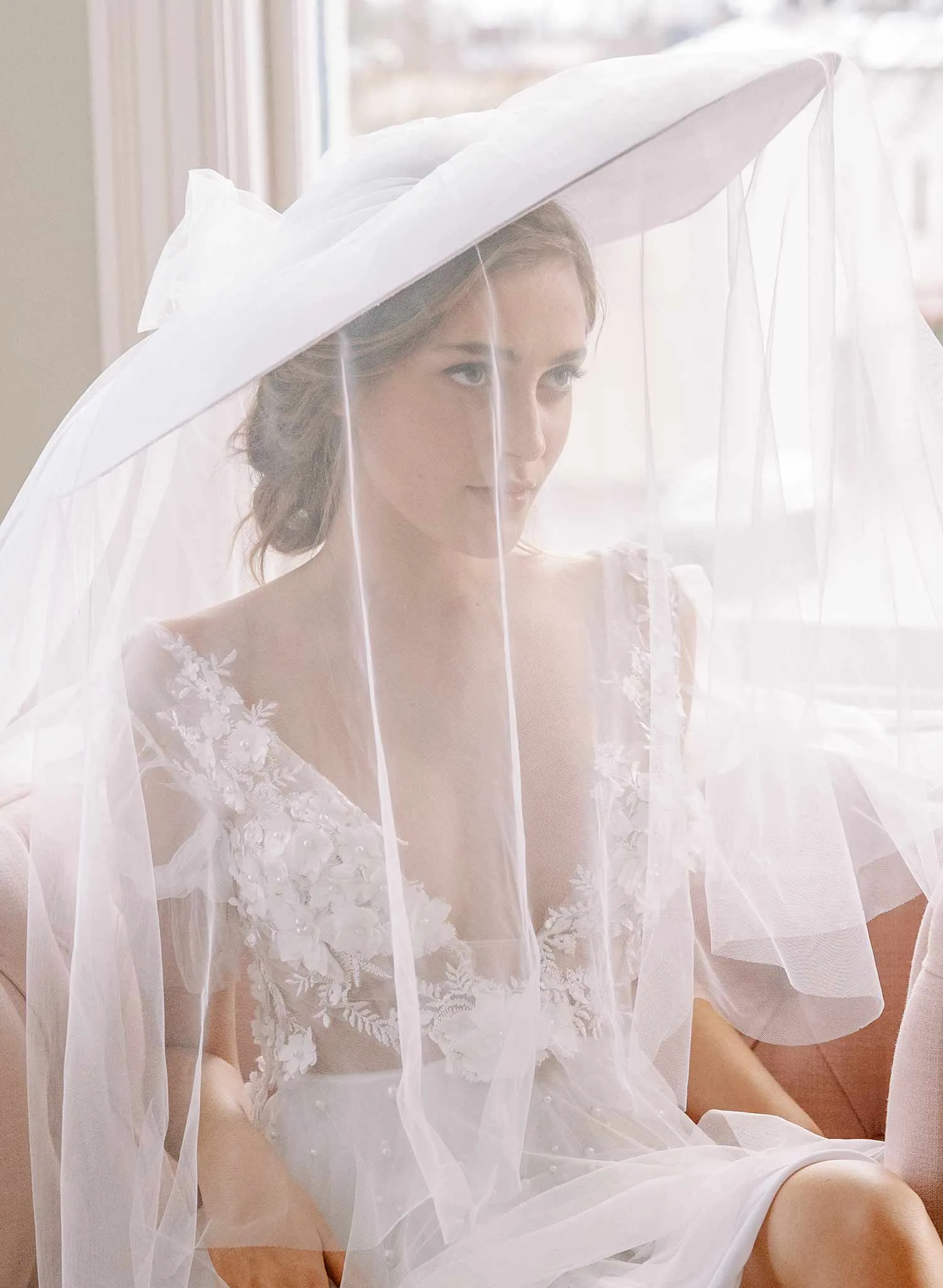 Dream cloud bridal hat with veil - Style #2456