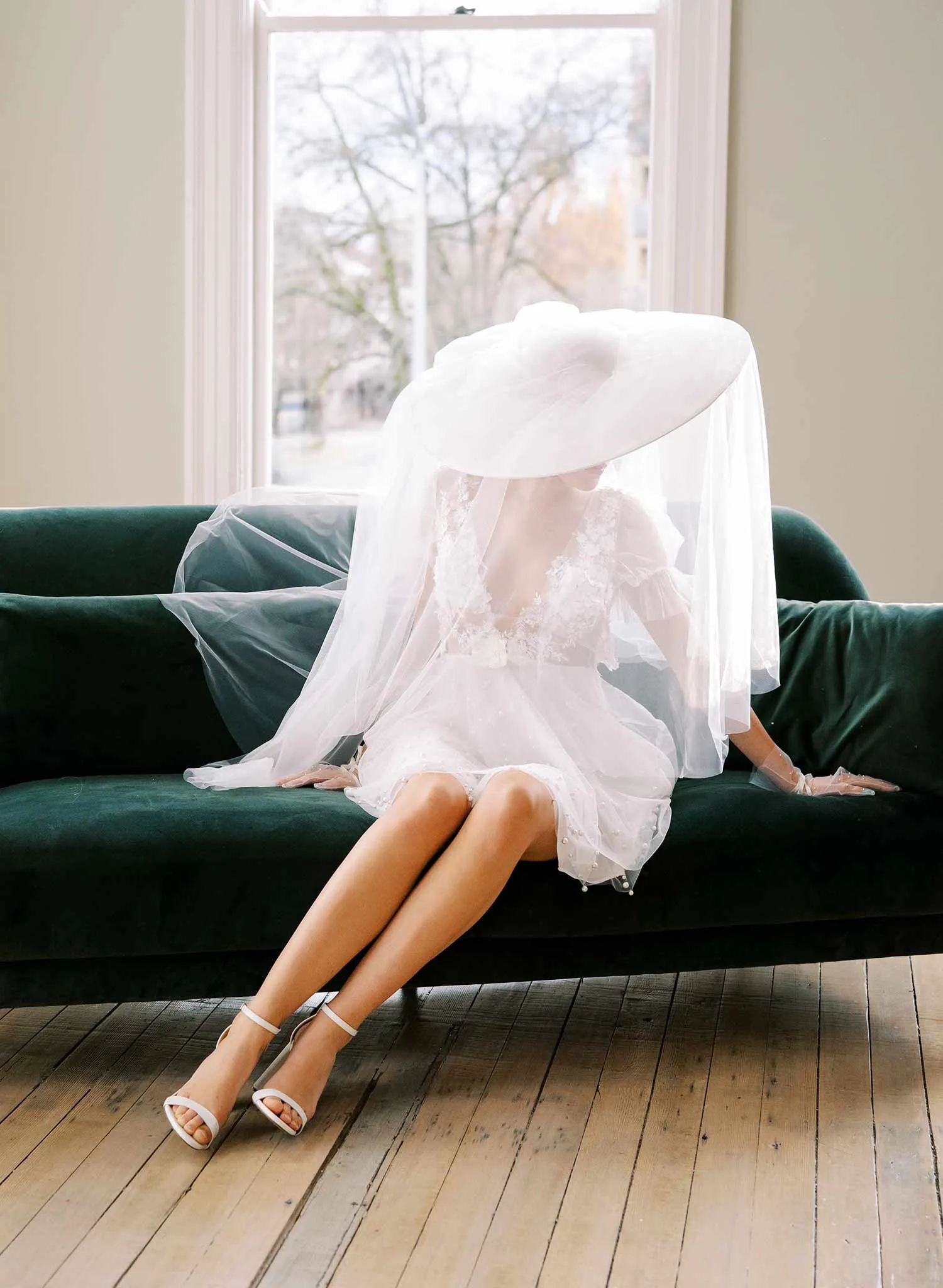 Dream cloud bridal hat with veil - Style #2456