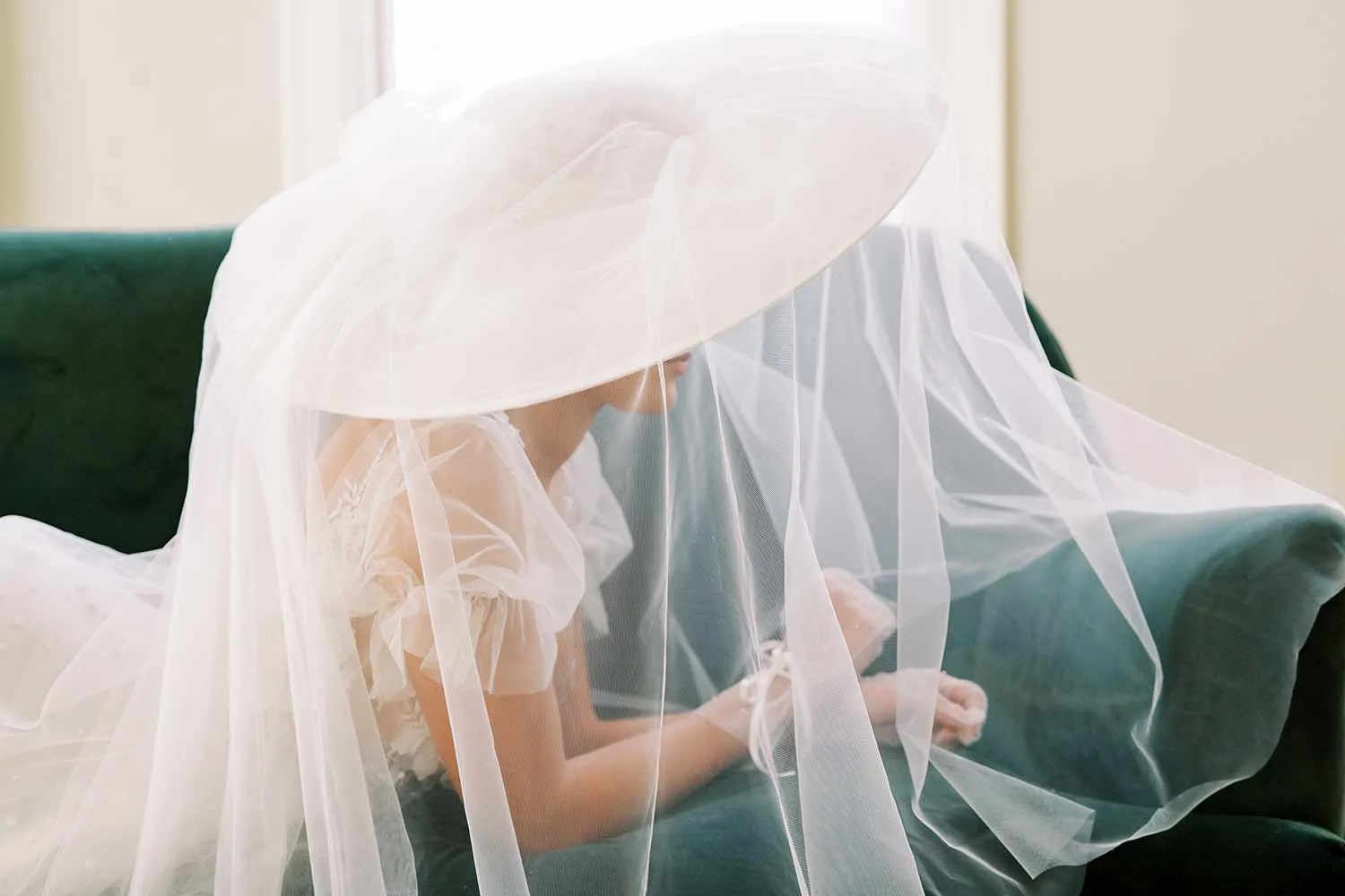 Dream cloud bridal hat with veil - Style #2456