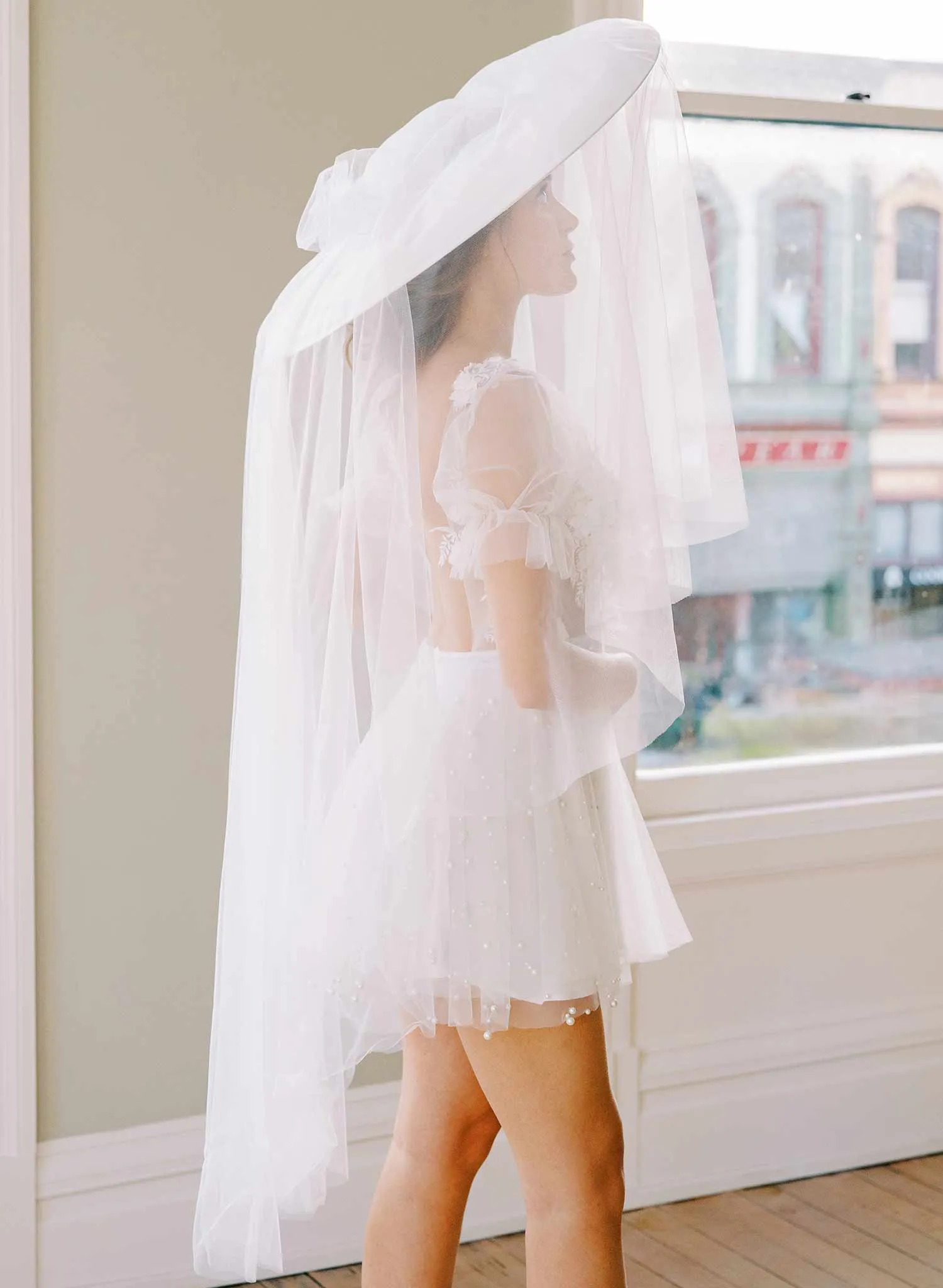 Dream cloud bridal hat with veil - Style #2456