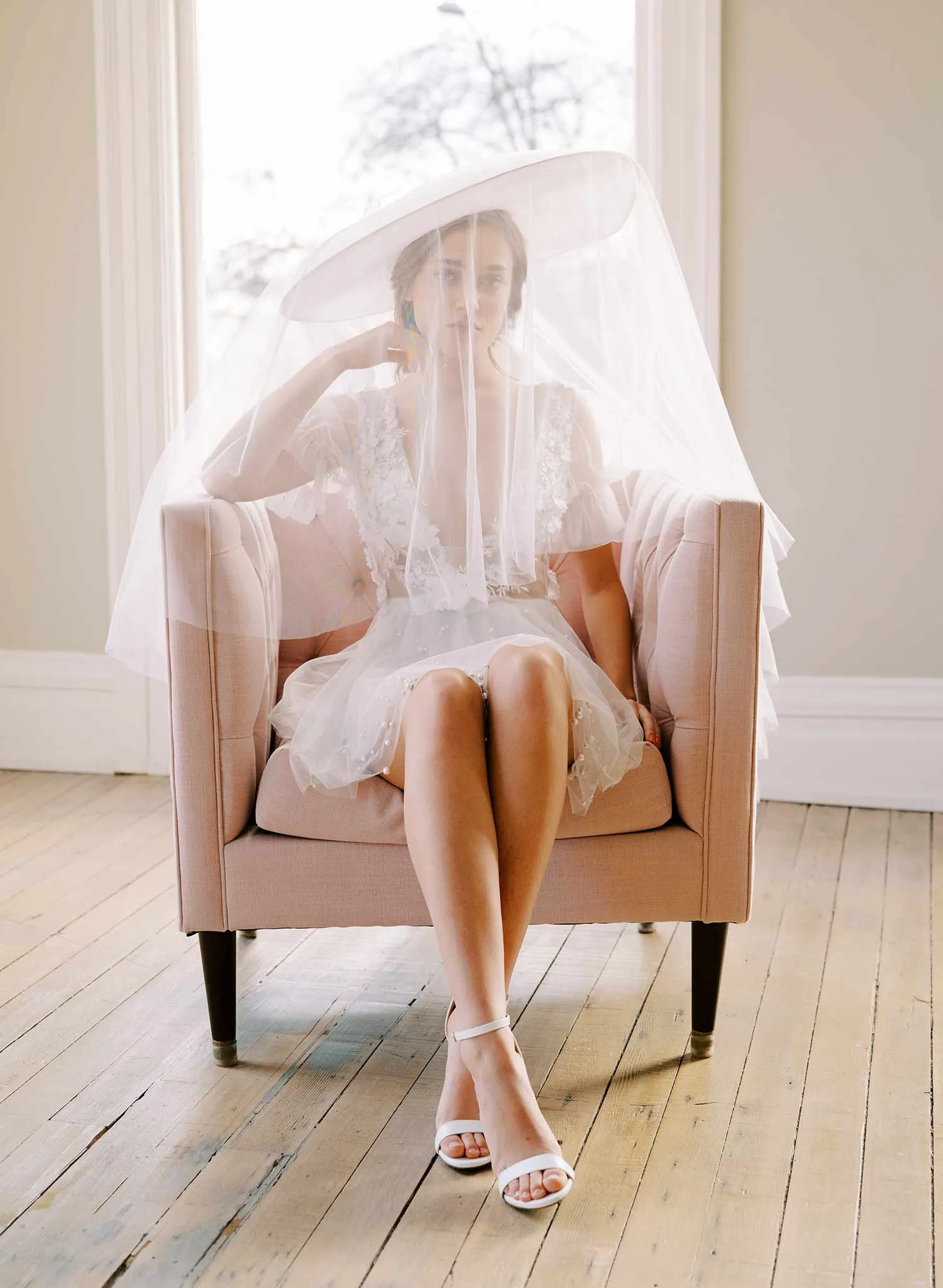 Dream cloud bridal hat with veil - Style #2456