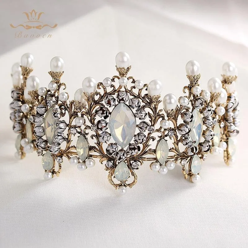 Elegant Retro Baroque Nature Pearls Tiara