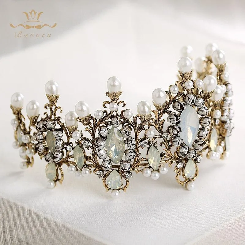 Elegant Retro Baroque Nature Pearls Tiara