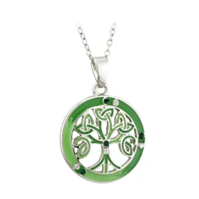 Enamel & Crystal Tree Pendant