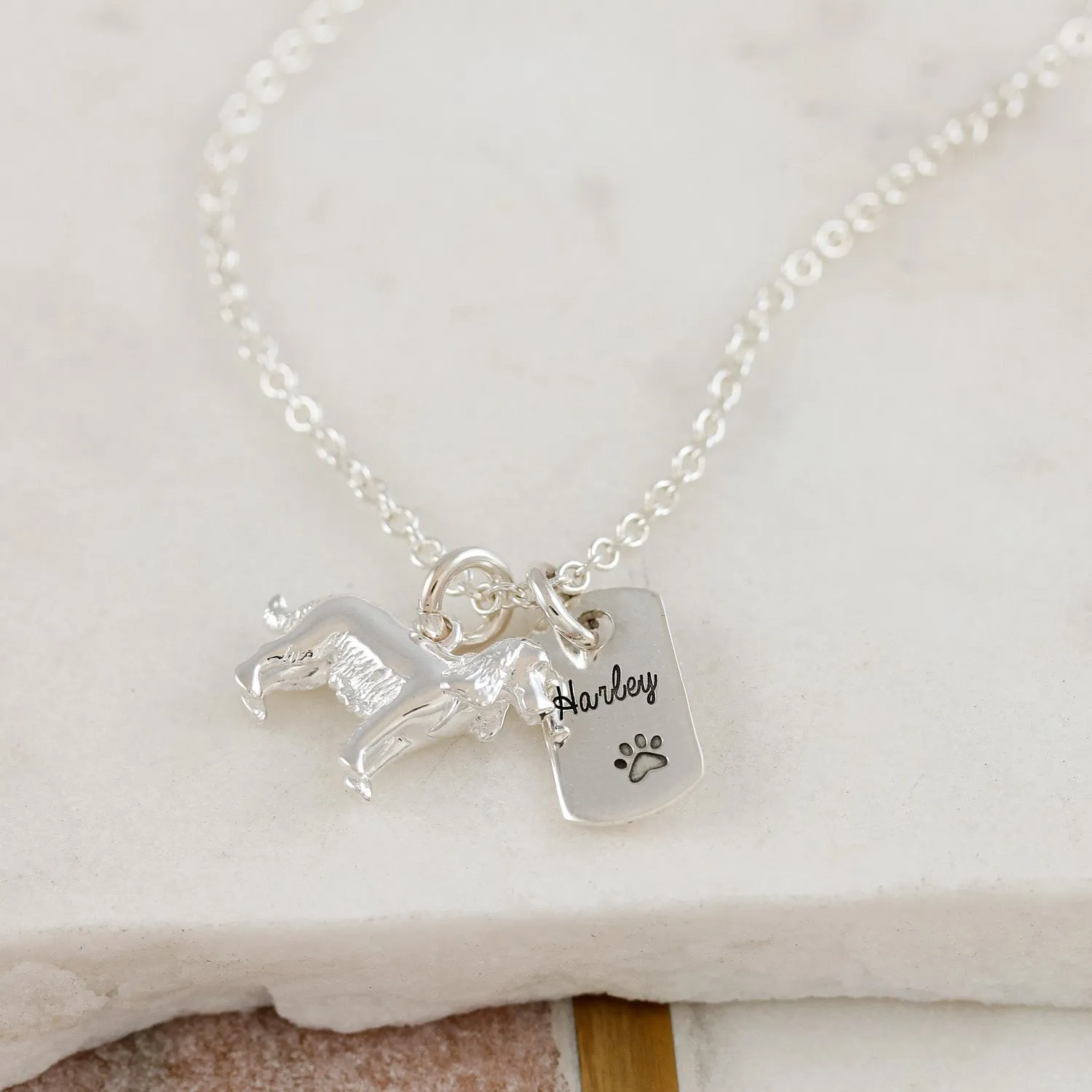 English Cocker Spaniel Personalised Silver Dog Tag Necklace