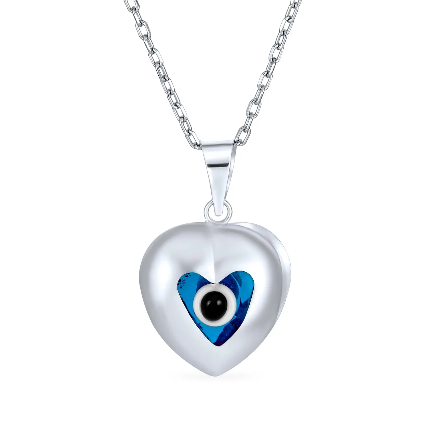 Evil Eye Blue Filigree Sterling Silver Pendant Charm Necklace