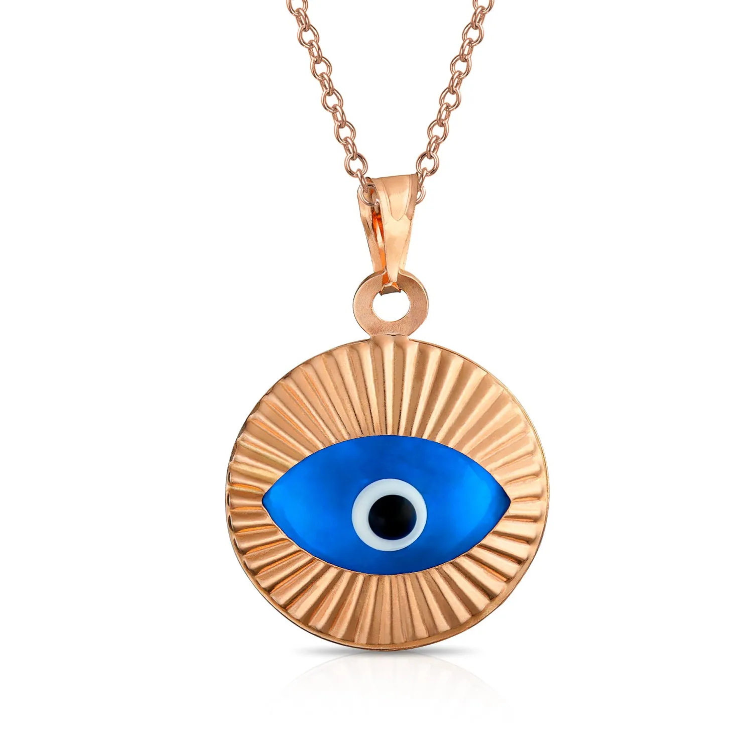 Evil Eye Blue Filigree Sterling Silver Pendant Charm Necklace