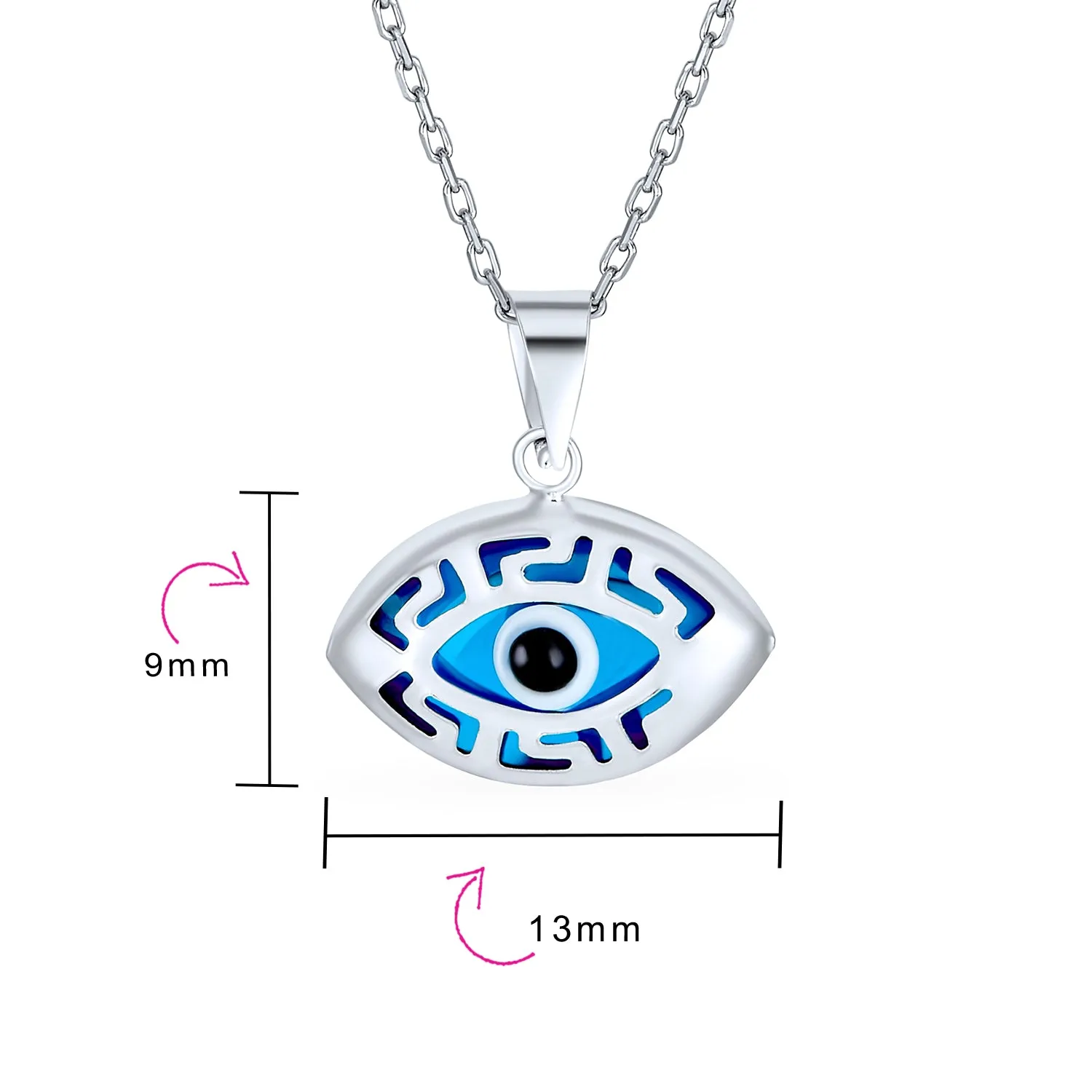 Evil Eye Blue Filigree Sterling Silver Pendant Charm Necklace