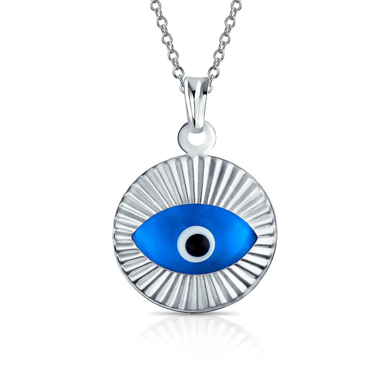 Evil Eye Blue Filigree Sterling Silver Pendant Charm Necklace