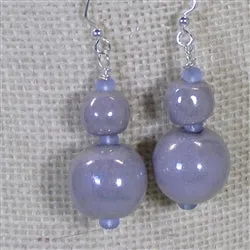 Fair Trade Kazuri Bead Lilac Drop Earrings