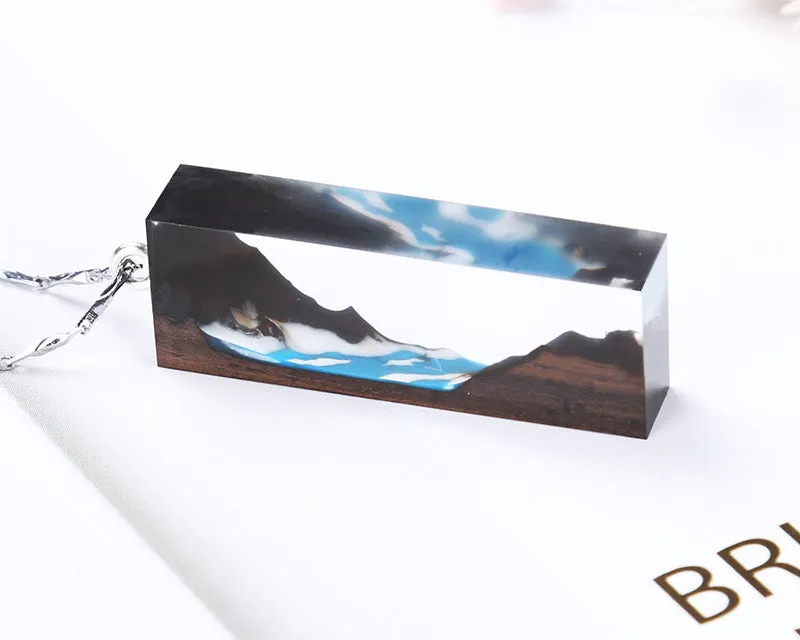 Fake Mountain  Resin Epoxy Craft Wood Natural Snow Mountain Dried Flower Resin Decorative Craft Pendant Micro Landscape Making for Jewelry - 2