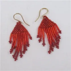 Fiesta Red Seed Bead Earrings