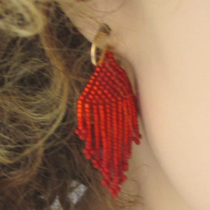 Fiesta Red Seed Bead Earrings