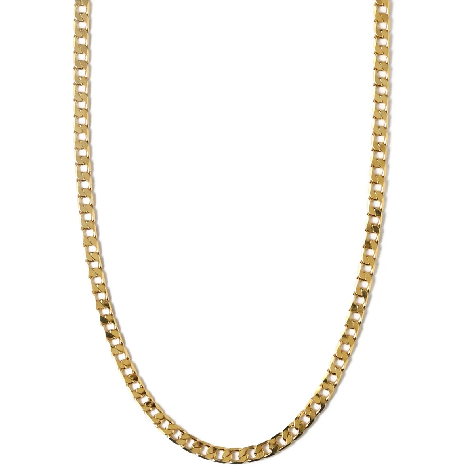 Flat Link Curb Chain Necklace - Gold