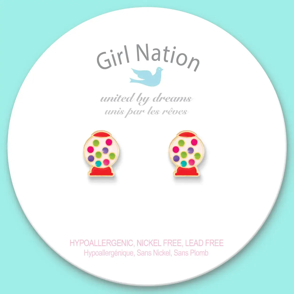 Girl Nation Gumball Nostalgia Cutie Enamel Stud Earrings