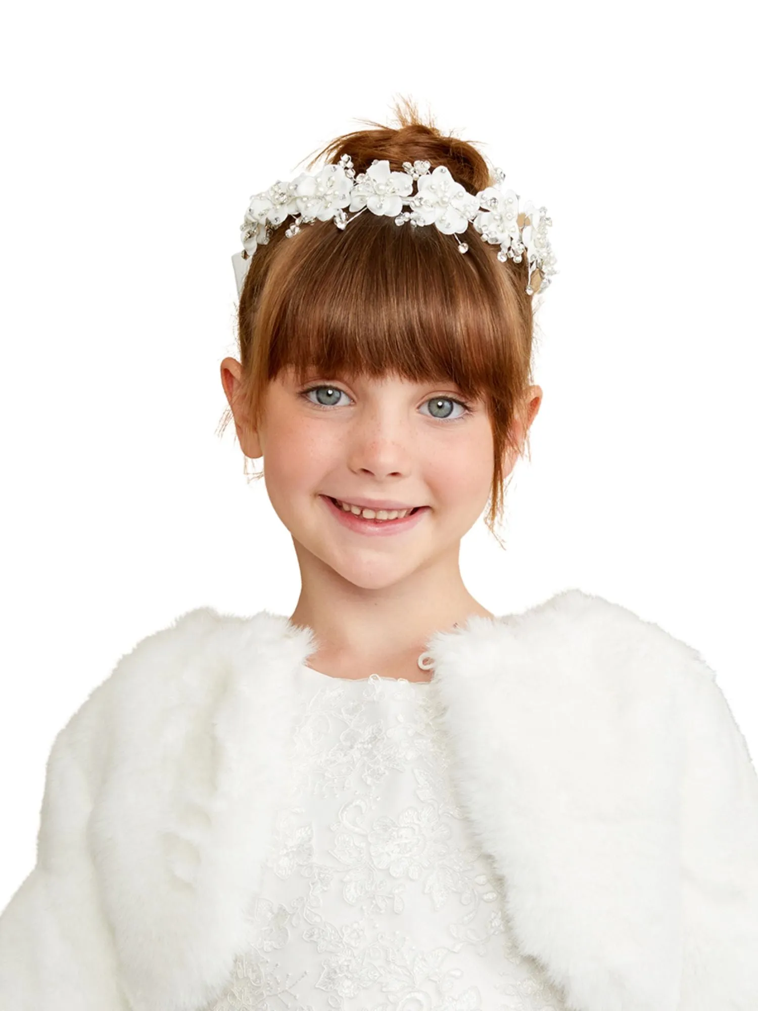 Girls White Holy Communion Special Occasion Delicate Flower Crown