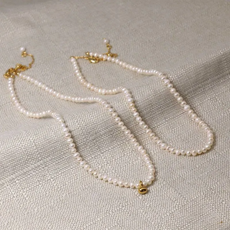 Gold Beaded Freshwater Pearl Necklace