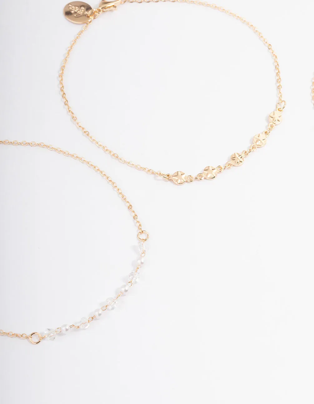 Gold Heart, Pearl & Star Anklet Pack