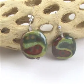 Green Handmade Bead Earrings Kazuri