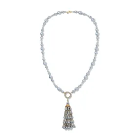 Grey Pearl Tassel Necklace