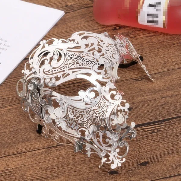 Half Face Phantom Laser Cut Venetian Man Masquerade Ball Party Mask - Silver (Style 2)