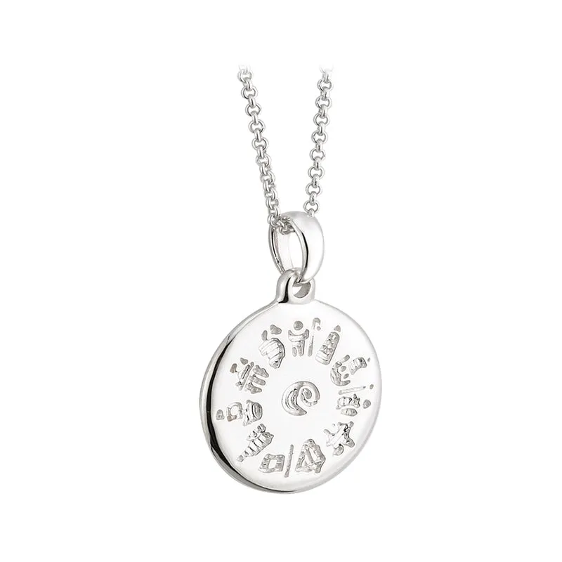 History Of Ireland Sterling Silver Round Pendant