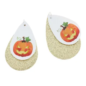 Imitation Leather Pendants - Glitter Pumpkin - 1 Pair 2 Pieces - LP177