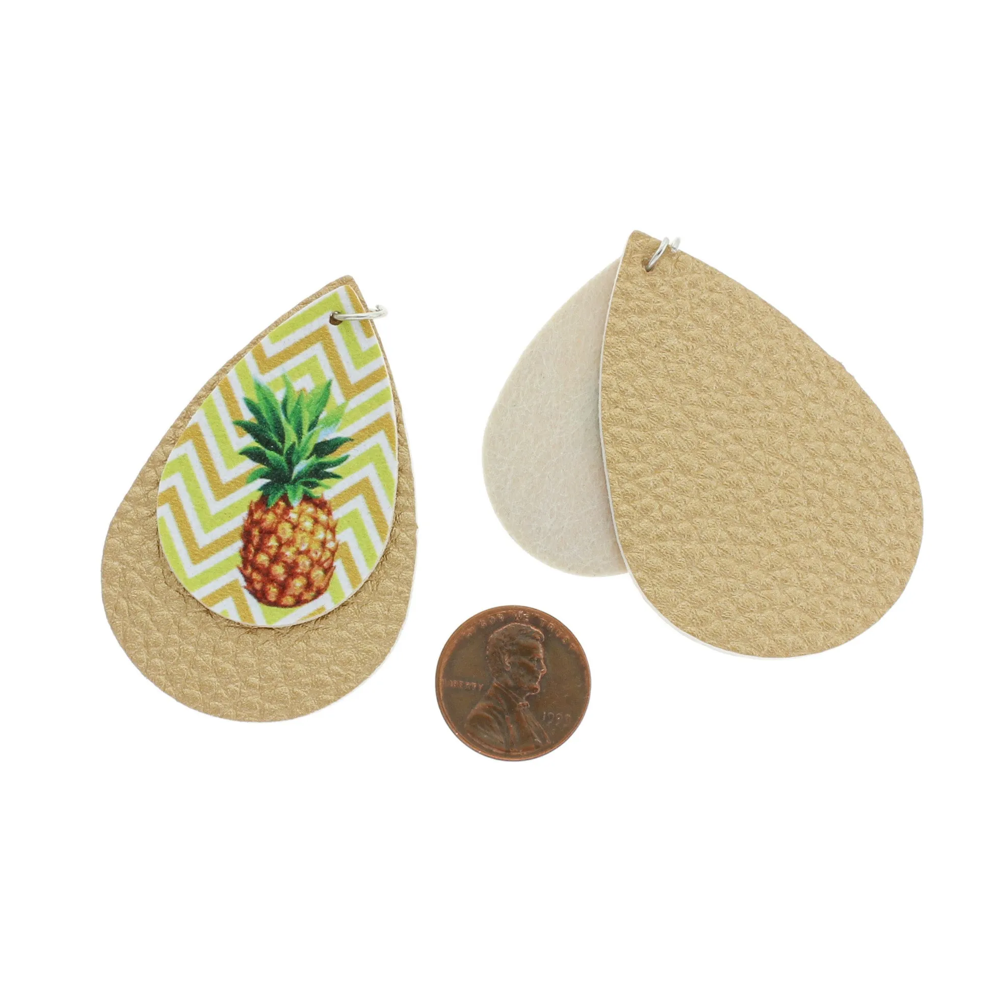 Imitation Leather Teardrop Pendants - Pineapple - 1 Pair 2 Pieces - LP225