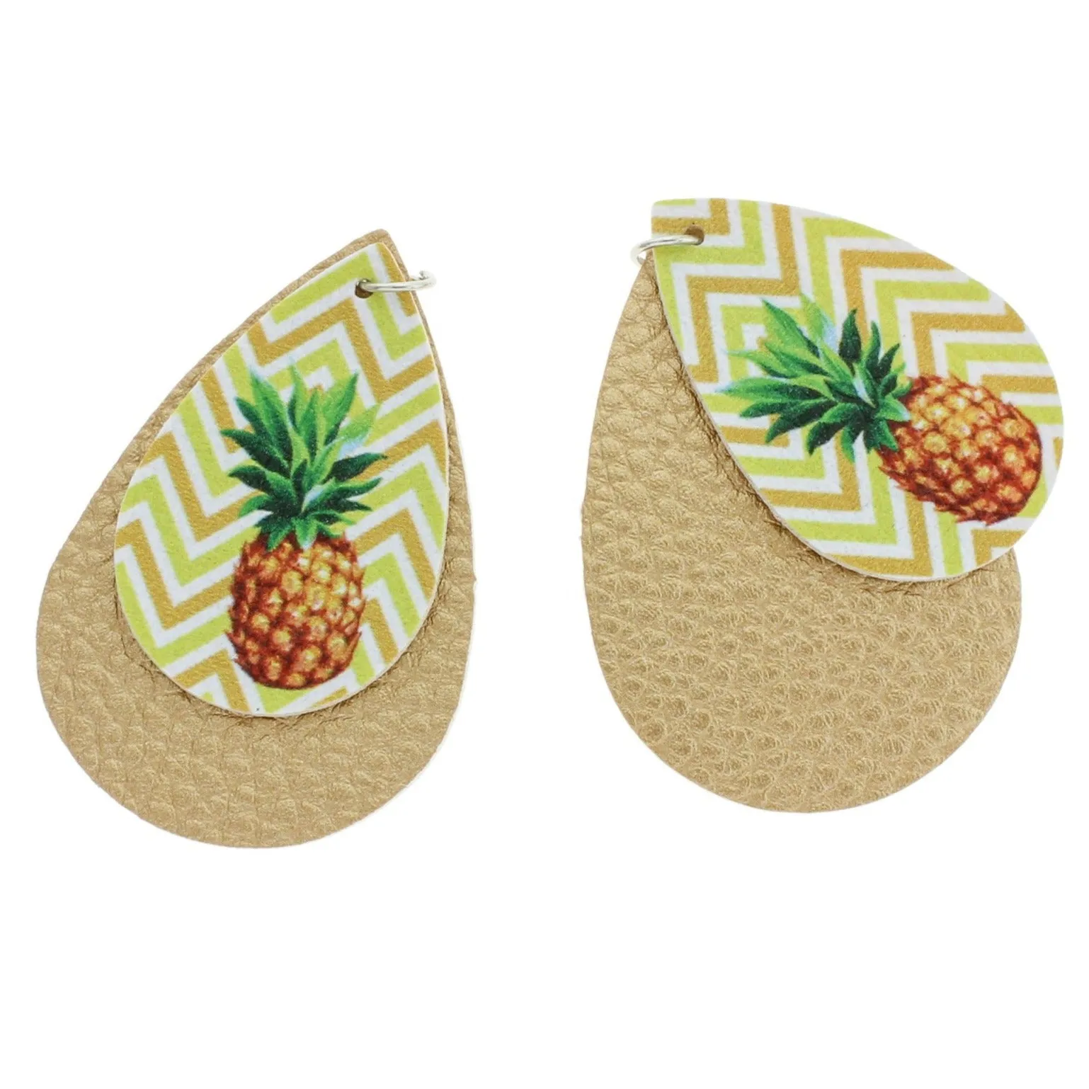 Imitation Leather Teardrop Pendants - Pineapple - 1 Pair 2 Pieces - LP225