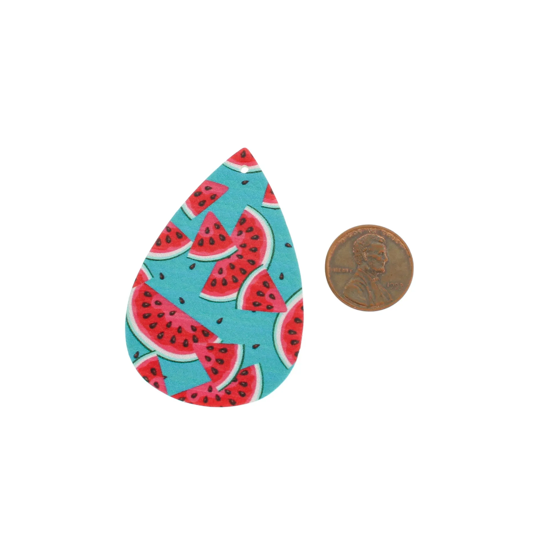 Imitation Leather Teardrop Pendants - Watermelon - 4 Pieces - LP207