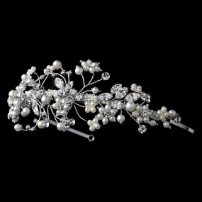 Ivory Pearl & Crystal Accented Side Bridal Tiara