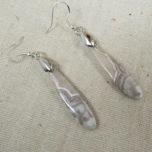 Lace Agate Gemstone Teardrop Earrings